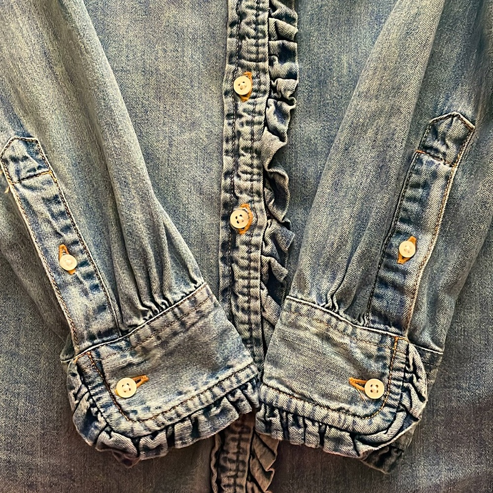 Ralph Lauren Stonewashed Denim Ruffle Shirt - Picture 5 of 9